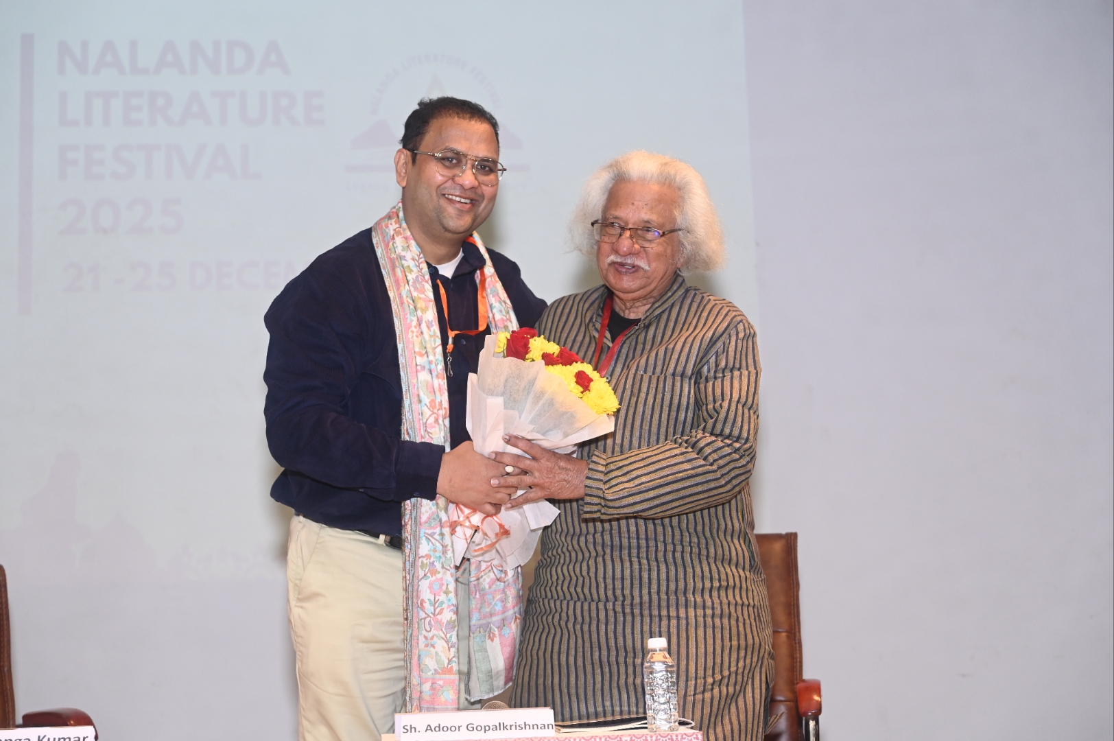 Sh Ganga Kumar ( Festival Director, Nalanda Literature Festival) and Sh. Adoor Gopalakrishnan (filmmaker)- 1JPG