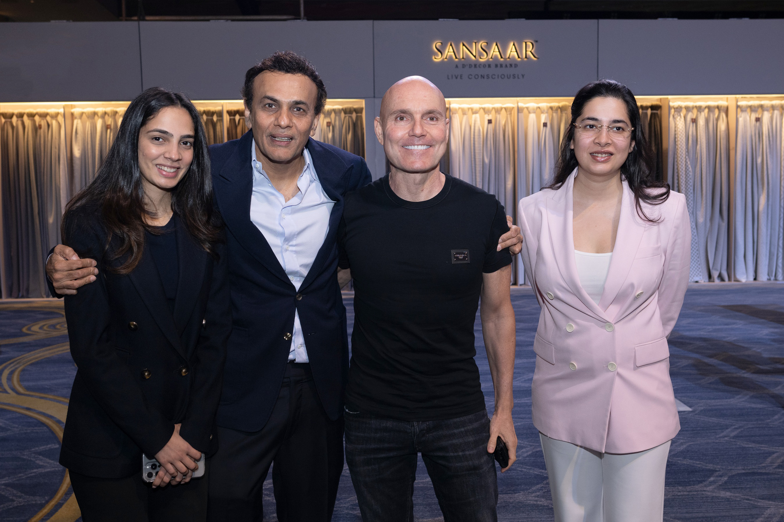 (L-R) Sarah Arora, Co-Founder of Sansaar_ Sanjay Arora, Managing Director of D'Décor Exports Pvt Ltd_ Gary Neiman, Director at Bru Textiles_ Sanjana Arora, Co-Founder of Sansaar